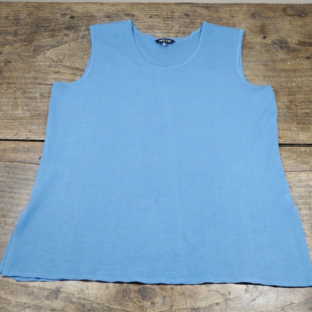 Misook Tank Top Womens XL Blue Sleeveless Knit Shell Scoop Neck Pullover Shirt